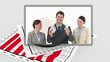Interface showing business people with graph on background