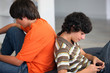 Teenagers sending phone texts