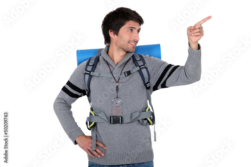 Photo: Explorer pointing his finger Explorer pointing his finger