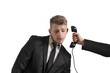 Photo: Businessman surprised by a call Businessman surprised by a call