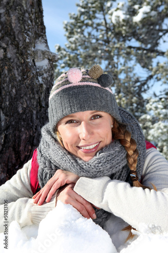 Photo: Happy blond woman in the snow Happy blond woman in the snow
