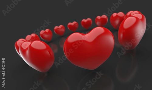Illustration: Rote 3D Herzen im Kreis Schwarz Rot 1 Rote 3D Herzen im Kreis Schwarz Rot 1