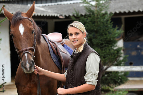 Photo: Blonde girl with horse Blonde girl with horse