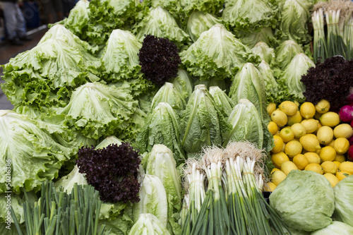Photo: Fresh lettuce, onion and lemon Fresh lettuce, onion and lemon