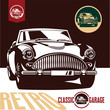 Classic car garage labels. Retro car vector.