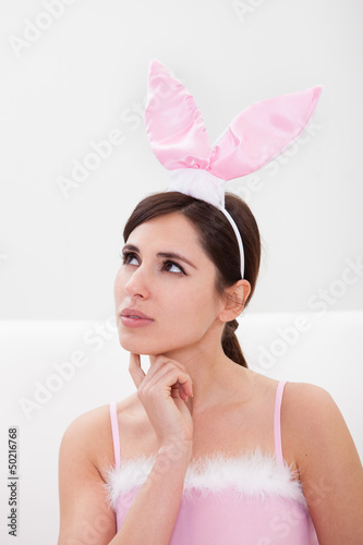 Photo: Young Woman Wearing Bunny Ears Young Woman Wearing Bunny Ears