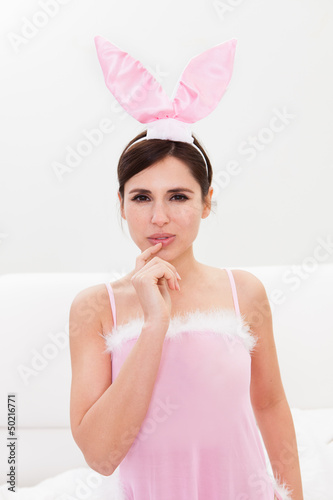 Photo: Young Woman Wearing Bunny Ears Young Woman Wearing Bunny Ears