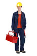 Woman stood with tool box