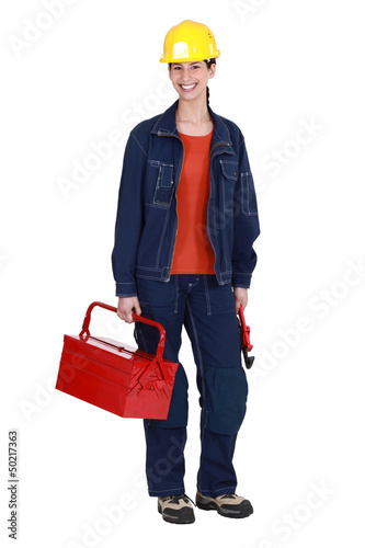 Photo: Woman stood with tool box Woman stood with tool box
