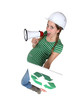 Woman with recycle poster