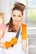 housewife with big knife