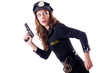 Female police isolated on the white