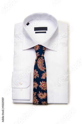 Photo: Nice male shirt isolated on the white Nice male shirt isolated on the white