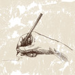 Vector: Hand and pencil. Drawing vector Hand and pencil. Drawing vector