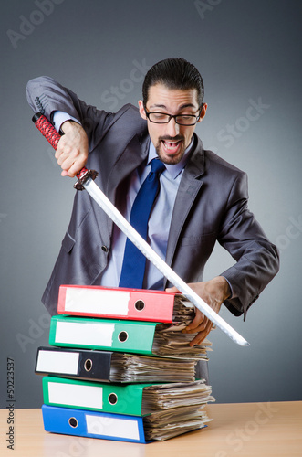 Photo: Man with sword and paper Man with sword and paper