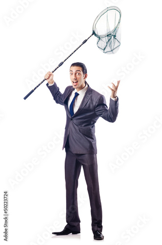 Photo: Businessman in business concept with net Businessman in business concept with net