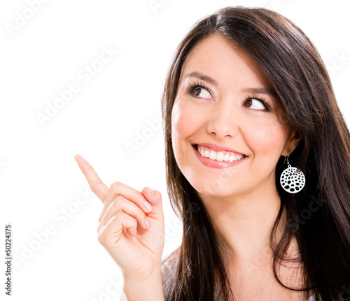 Photo: Woman pointing a great idea Woman pointing a great idea