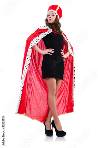 Photo: Queen businesswoman isolated on the white Queen businesswoman isolated on the white