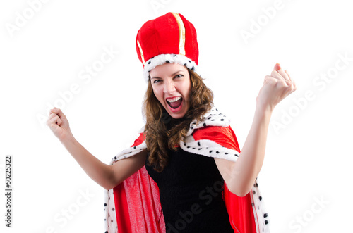 Photo: Queen businesswoman isolated on the white Queen businesswoman isolated on the white