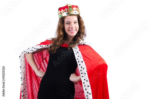 Photo: Queen businesswoman isolated on the white Queen businesswoman isolated on the white