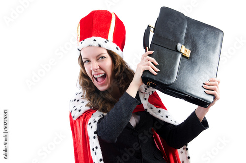 Photo: Queen businesswoman isolated on the white Queen businesswoman isolated on the white