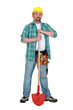 Mason stood with shovel