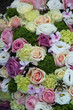purple, pink and white wedding centerpiece
