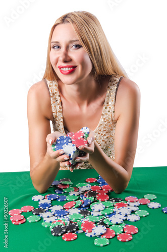 Photo: Woman in casino playing cards Woman in casino playing cards