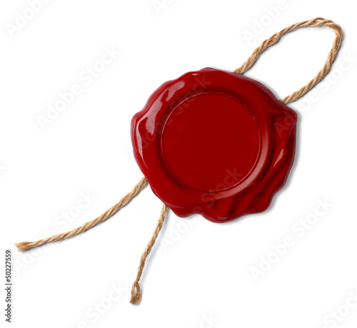 Photo: Red wax seal or stamp isolated Red wax seal or stamp isolated