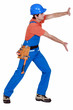 Foto: Tradesman pushing an invisible wall Tradesman pushing an invisible wall