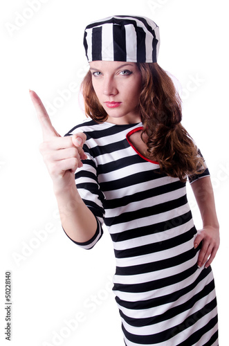 Photo: Convict criminal in striped uniform Convict criminal in striped uniform