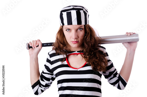 Photo: Convict criminal in striped uniform Convict criminal in striped uniform