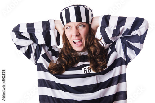 Photo: Convict criminal in striped uniform Convict criminal in striped uniform