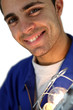 Electrician holding work lamp