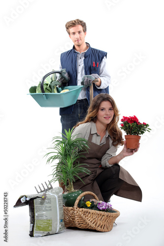 Photo: Portrait of a farmer and a florist Portrait of a farmer and a florist