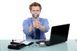 Man being held prisoner in the office