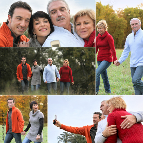 Photo: Family having a walk in the countryside Family having a walk in the countryside