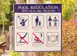 Pool regulation plate.