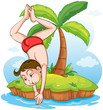 A boy diving at the cold water