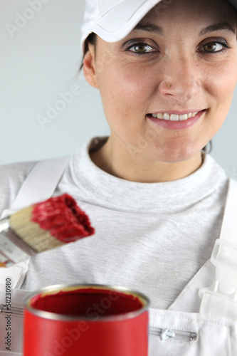 Photo: Female decorator starting new project Female decorator starting new project