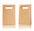 Brown paper bag on reflect floor and white background