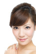 Beautiful asian woman on white background