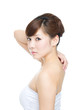 Beautiful asian woman on white background