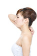 Beautiful asian woman on white background