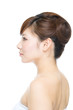 Beautiful asian woman on white background