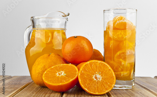 Photo: orange juice in glass and slices orange juice in glass and slices