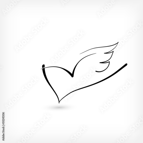 Vector: Heart with wings as a minimal logo for free love Heart with wings as a minimal logo for free love