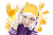 Ragazza hipster ascolta musica allegra