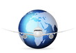 Vektor: world globe and airplane world globe and airplane
