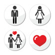 Wedding icons - married couple, groom and bride